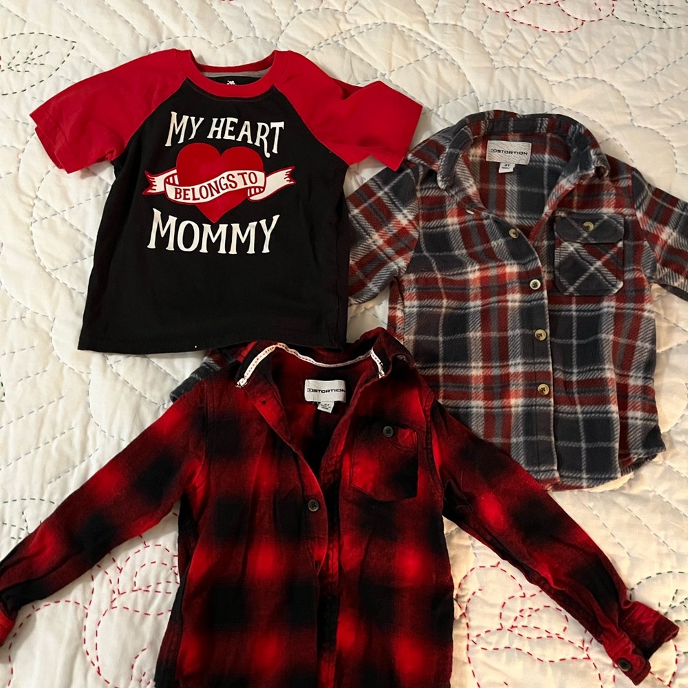Red and Black Kids Shirt Set